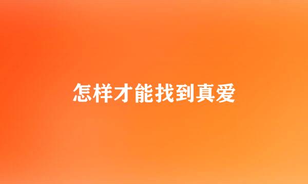 怎样才能找到真爱