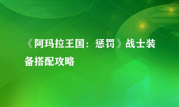 《阿玛拉王国：惩罚》战士装备搭配攻略