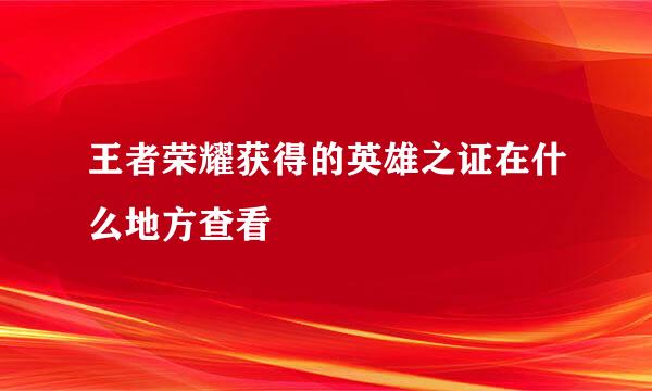 王者荣耀获得的英雄之证在什么地方查看