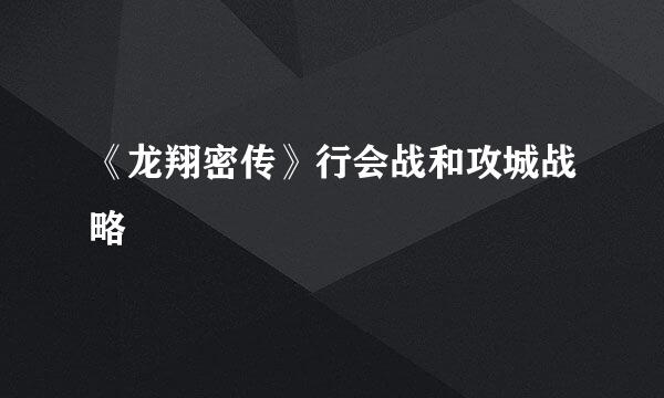 《龙翔密传》行会战和攻城战略