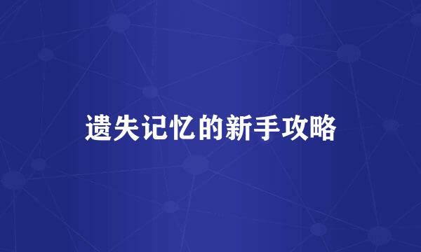 遗失记忆的新手攻略
