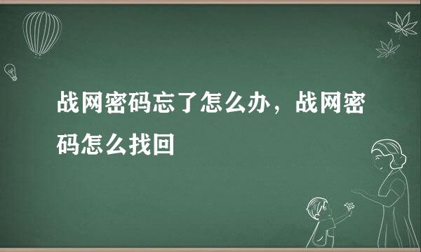 战网密码忘了怎么办，战网密码怎么找回