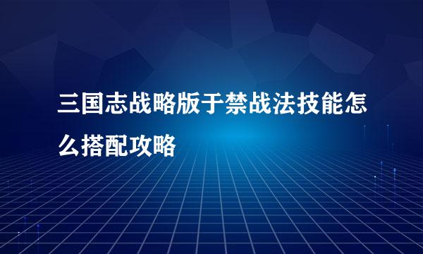 三国志战略版于禁战法技能怎么搭配攻略