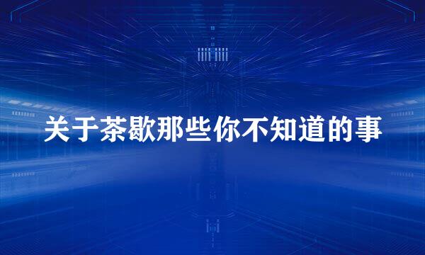 关于茶歇那些你不知道的事
