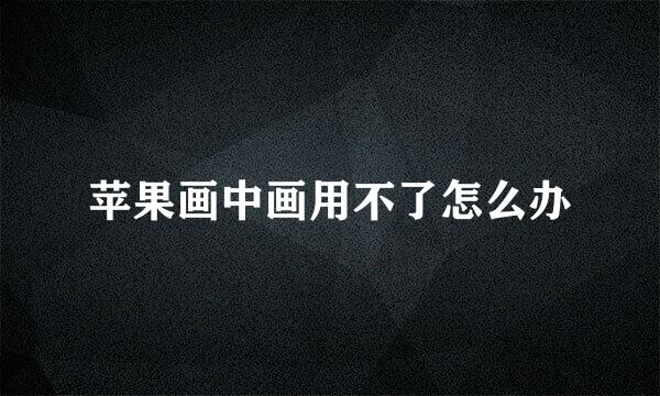 苹果画中画用不了怎么办