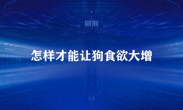 怎样才能让狗食欲大增