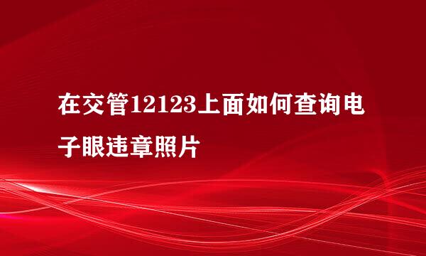 在交管12123上面如何查询电子眼违章照片