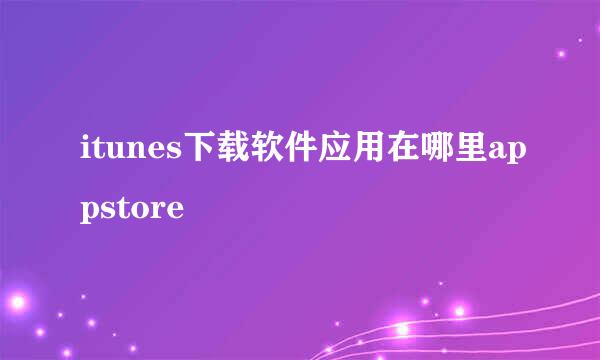 itunes下载软件应用在哪里appstore