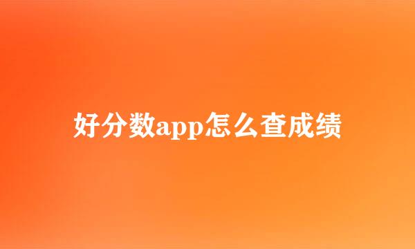 好分数app怎么查成绩
