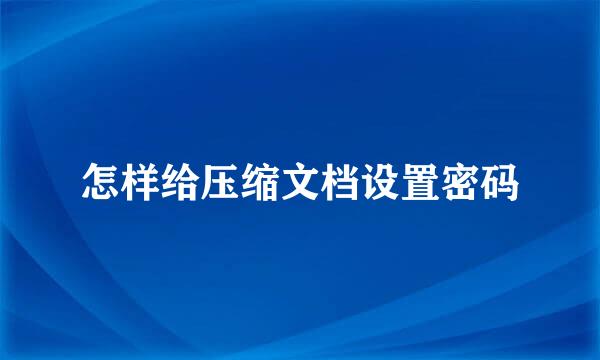 怎样给压缩文档设置密码