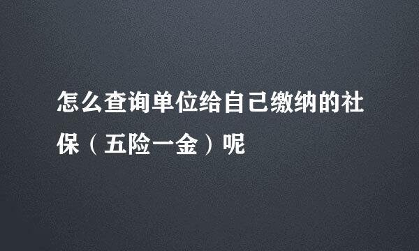 怎么查询单位给自己缴纳的社保（五险一金）呢