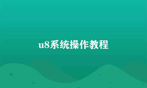 u8系统操作教程