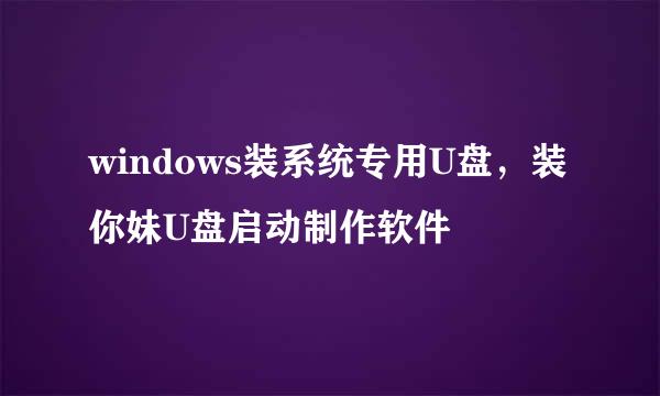 windows装系统专用U盘，装你妹U盘启动制作软件