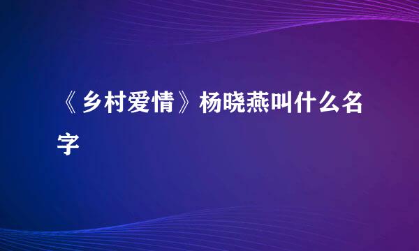《乡村爱情》杨晓燕叫什么名字