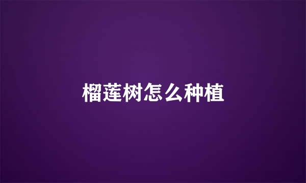 榴莲树怎么种植