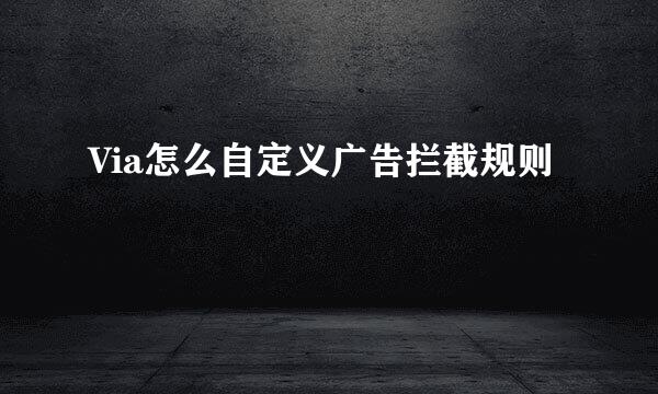 Via怎么自定义广告拦截规则