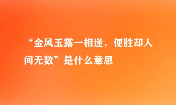 “金风玉露一相逢，便胜却人间无数”是什么意思