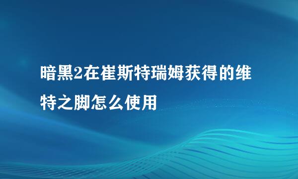 暗黑2在崔斯特瑞姆获得的维特之脚怎么使用