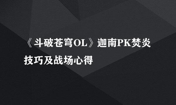 《斗破苍穹OL》迦南PK焚炎技巧及战场心得