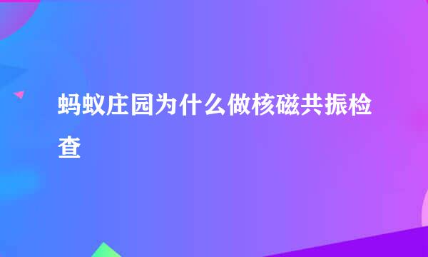 蚂蚁庄园为什么做核磁共振检查