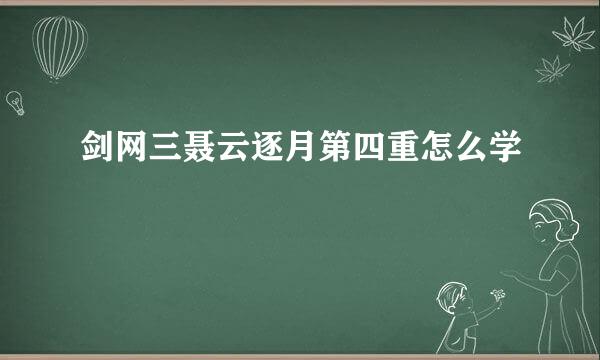 剑网三聂云逐月第四重怎么学