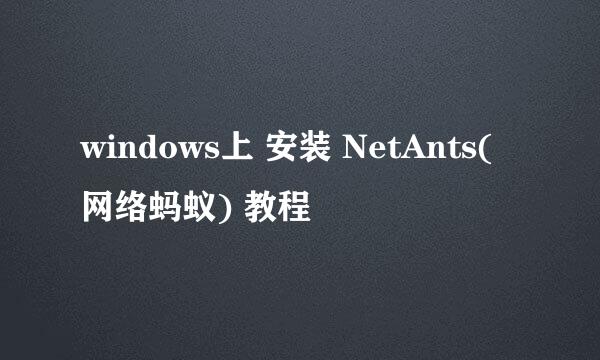 windows上 安装 NetAnts(网络蚂蚁) 教程