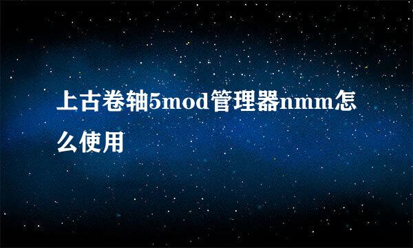 上古卷轴5mod管理器nmm怎么使用