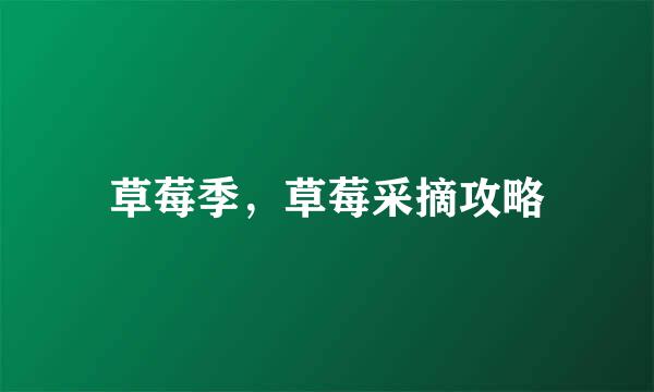 草莓季，草莓采摘攻略