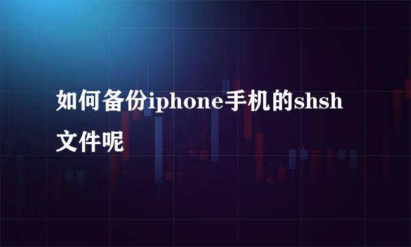 如何备份iphone手机的shsh文件呢