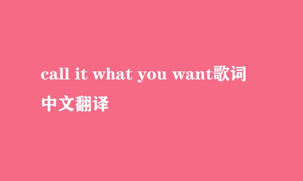 call it what you want歌词中文翻译