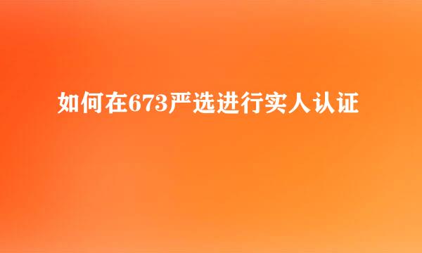 如何在673严选进行实人认证