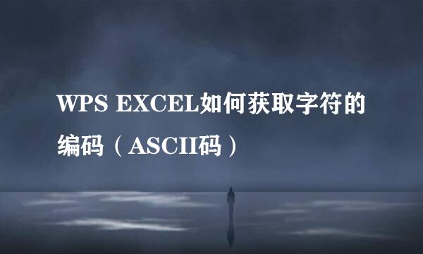 WPS EXCEL如何获取字符的编码（ASCII码）