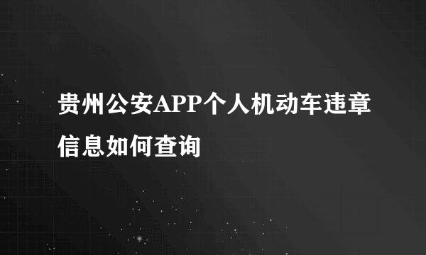 贵州公安APP个人机动车违章信息如何查询