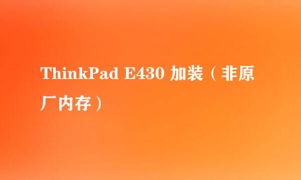 ThinkPad E430 加装（非原厂内存）