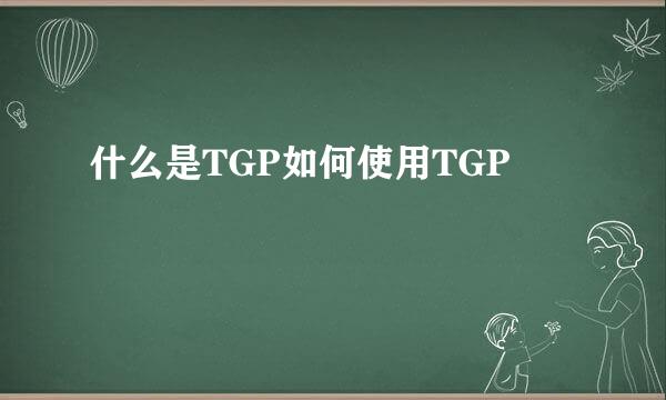 什么是TGP如何使用TGP