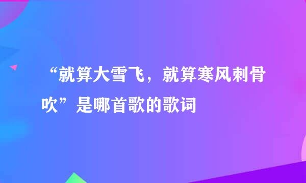 “就算大雪飞,就算寒风刺骨吹”是哪首歌的歌词
