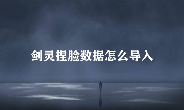 剑灵捏脸数据怎么导入
