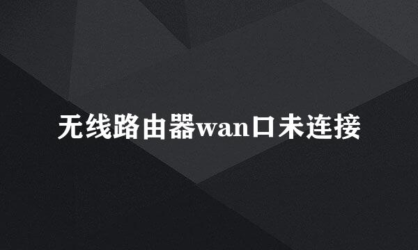 无线路由器wan口未连接