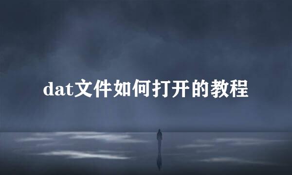 dat文件如何打开的教程