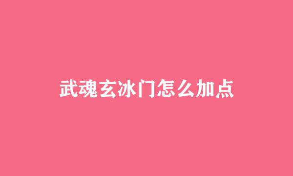 武魂玄冰门怎么加点