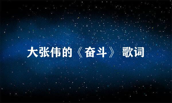 大张伟的《奋斗》 歌词