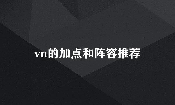 vn的加点和阵容推荐