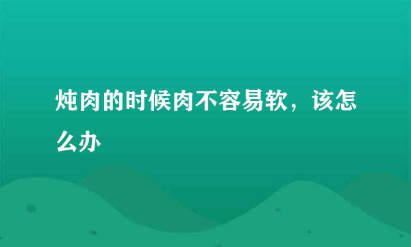 炖肉的时候肉不容易软，该怎么办