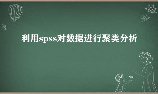 利用spss对数据进行聚类分析