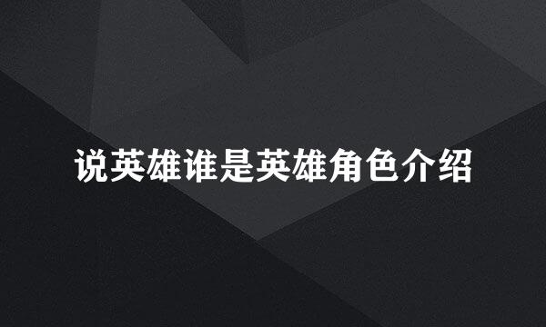 说英雄谁是英雄角色介绍