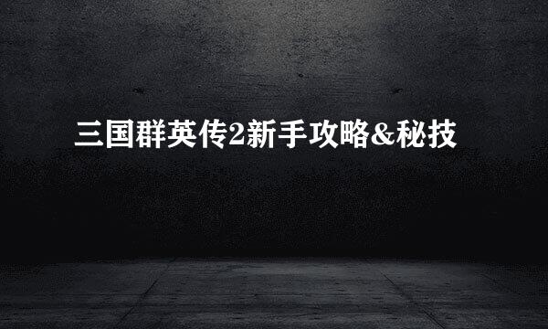 三国群英传2新手攻略&秘技