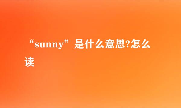 “sunny”是什么意思?怎么读