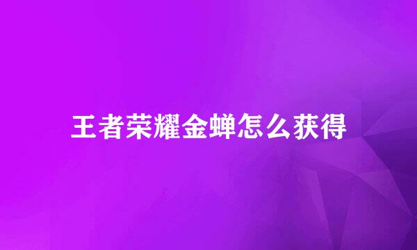 王者荣耀金蝉怎么获得