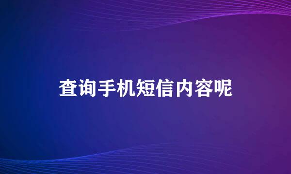 查询手机短信内容呢