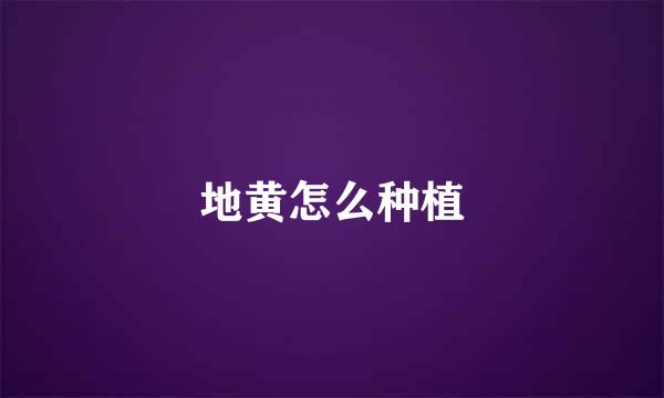 地黄怎么种植